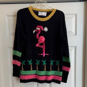 Black Flamingo Ugly Christmas Sweater Large L